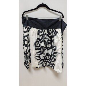 Mossimo Black/White Cotton Patterned Midi Skirt
